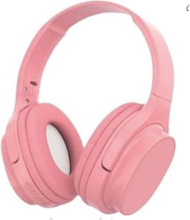 Fone de ouvido Bluetooth 5.3 rosa com cancelamento de ruído, design dobrável