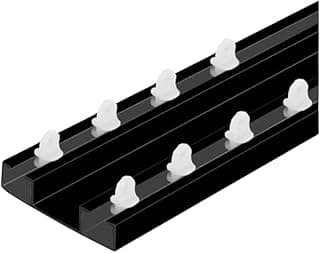 Trilho suíço duplo preto para cortinas com suportes brancos