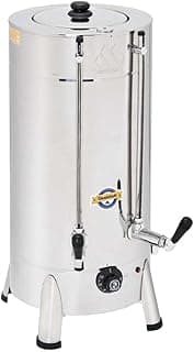 Cafeteira Marchesoni Tradicional Inox 12L, jarra de aço inoxidável com tampa preta, alças laterais e botão frontal preto.