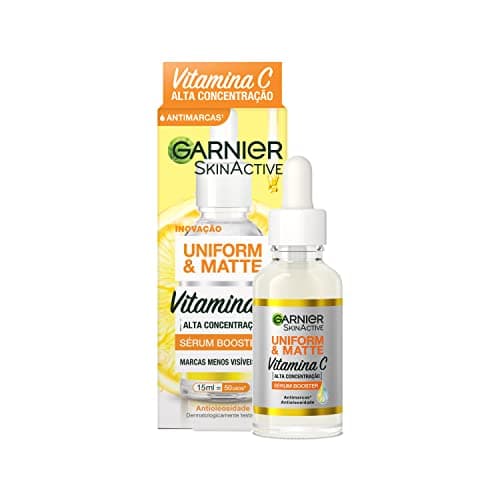 Garnier Uniform & Matte Sérum Facial Antimarcas Vitamina C, Niacinamida e Ácido Salicílico, Reduz Marcas Visivelmente, Controla Oleosidade, Efeito Matte, Hidrata e Uniformiza a Pele, 15ml