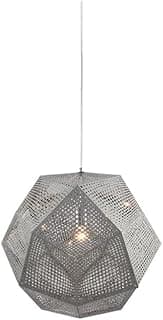 Luminária pendente de aço inoxidável com design geométrico prateado
