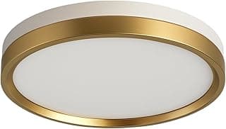 Luminária de teto redonda LED com acabamento dourado e branco