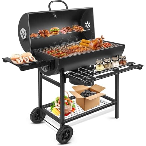 Churrasqueira Bafo á Carvão, Ferramentas de Piquenique, Churrasqueira a Carvão Preta com Grelha