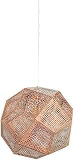 Luminária pendente hexagonal em aço inoxidável com design de gaiola oca, bronze