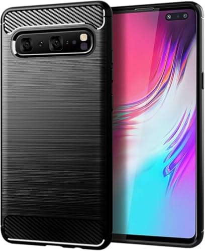 Capa para celular Samsung Galaxy S10 5G preta, resistente, à prova de choque, com design texturizado.