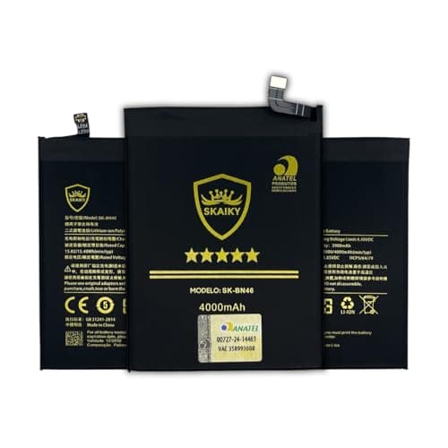 Bateria BN46 para Redmi Note 8 / Note 8T / Note 6, embalagem preta e dourada, certificados CE e 5 estrelas.