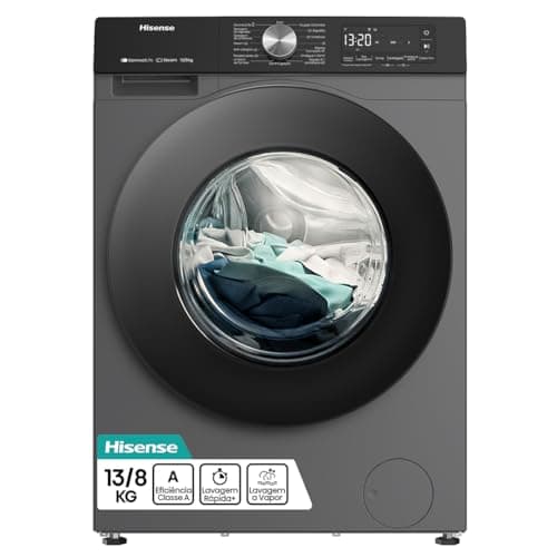 Máquina de lavar e secar Hisense 13kg/8kg com Wi-Fi e painel touch