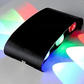 Arandela LED RGB colorida de 6W, 6 facho, preta, luzes multicoloridas visíveis