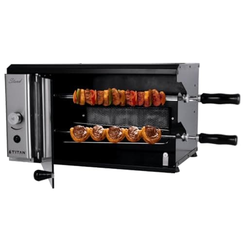 Titan Eletro, Churrasqueira de Bancada a Gás com 2 Espetos Stand GLP 220V Titan