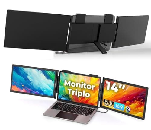 Extensor de Tela Portátil para Laptop 14" IPS FHD 1080P, Monitor Externo com 3 Portas USB-C, Compatível com Windows e Mac, Ideal para Viagens e Trabalho, para Notebooks de 14" a 16"