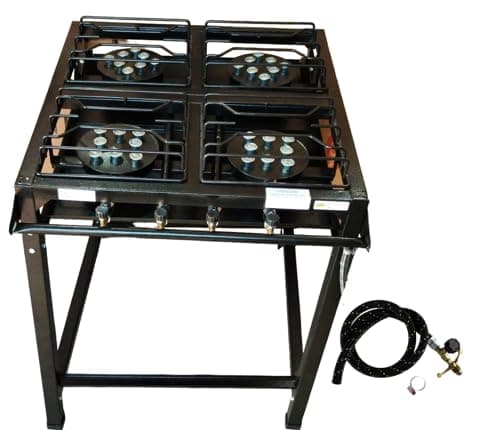 Fogão Industrial 4 Bocas Alta Pressão Preto c/Mang e Reg