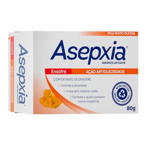 Asepxia Sabonete Em Barra Facial Enxofre Antiacne Para Pele Oleosa, Controla Oleosidade E Acne, Tratamento Facial Profundo Com Enxofre, 80 Ml, 1 Pack