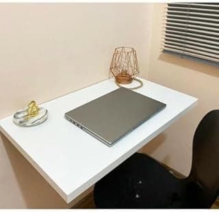 Bancada Suspensa MDF Branco Escrivaninha Home Office com Mão Francesa 60x40