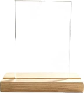 Porta retrato de mesa com base de madeira e vidro duplo transparente
