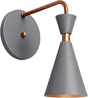 Arandela de parede cinza e cobre, iluminação focal, design moderno, 24cm, E27.