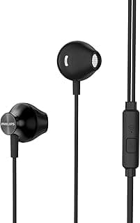 Fone de ouvido intra-auricular preto da Philips com microfone e cabo