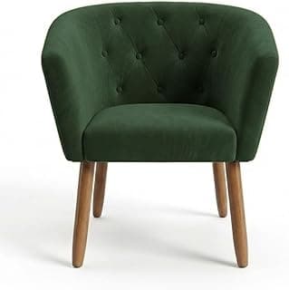 Poltrona Estofada para Sala de Espera Recepção Tecido Veludo Aconchegante Pés de Madeira Resistente MOBLAN decor (Verde musgo)