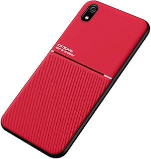 Capa de telefone vermelha com placa de metal embutida para Xiaomi Redmi 7A