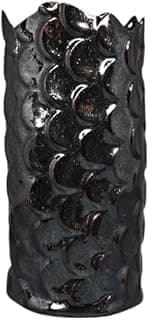 Vaso metálico com textura de escamas cerâmicas preto profundo