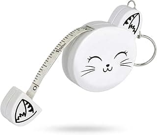 Fita métrica retrátil em forma de gato, 150 cm, com chaveiro, para costura e patchwork.