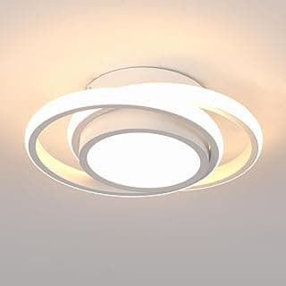 Luminária de teto LED moderna com design geométrico e três modos de iluminação.