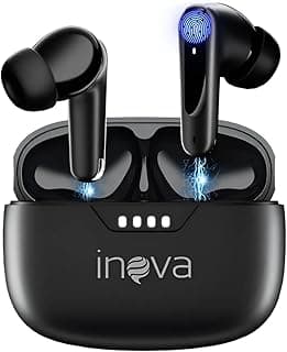 Fone de Ouvido Bluetooth INAVA 3ª Geração Esportivo com Cancelamento de Ruído 50h Bateria Preto Compatível com Dispositivos