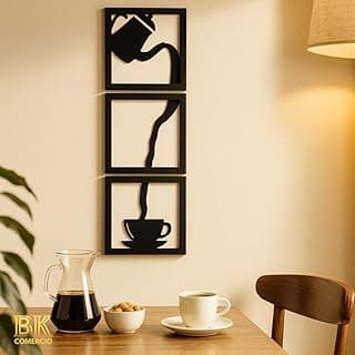 Kit 3 Quadros Decorativos Cantinho do Café Preto 16x50cm Design Minimalista Cozinha Área Gourmet