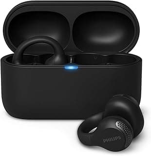 Fone de ouvido sem fio TWS Philips TAQ2000BK/00 preto com estojo de carregamento.