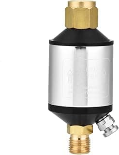 Separador de água e óleo para compressor de ar, aço inoxidável e latão, ângulo frontal