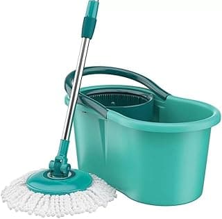 Mop Giratório 360° com Balde de 8L, Kit Completo com Vassoura, Rodo e Esfregão, Lava e Seca para Uso Residencial