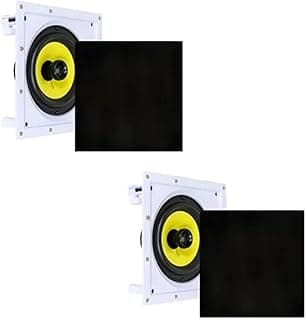 Kit 2 Caixas Acústicas de Embutir Arandela Ci6s Plus Preto, alto-falantes com woofer central amarelo