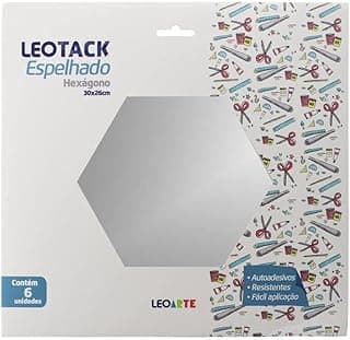 Pacote de espelhos hexagonais autoadesivos resistentes da Leotack, 6 unidades, 30x26cm
