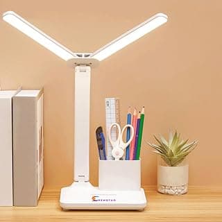 Luminária de mesa LED branca com braços dobráveis para escritório