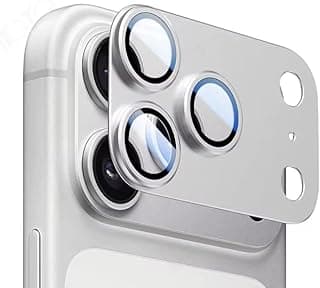 Película de câmera para iPhone 17 Pro Max com lentes visíveis, design prata, fundo branco