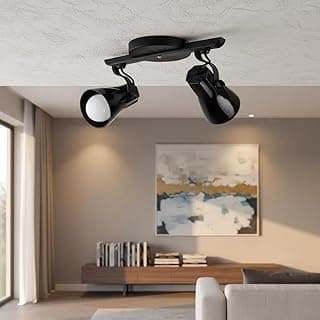 Luminária de Teto Spot Trilho Duplo Direcionável Octa 2 Lâmpadas Praia Litoral E27 Bivolt (Preto)