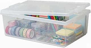 Caixa Organizadora Plástica Transparente 9 Litros c/Tampa e Travas - Multiuso, Modular, Empilhável - Ideal p/Quarto, Banheiro, Lavanderia, Despensa. Armazenamento de Itens Pequenos e Médios