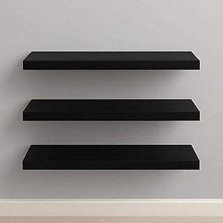 Prateleira de MDF com Suporte Invisível – Kit com 3 Unidades de 30cm | Prateleiras Flutuantes Decorativas para Sala, Cozinha ou Quarto (Preto)