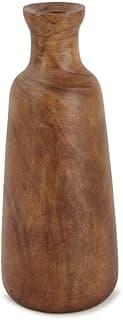 Vaso em madeira marrom com textura natural - frente