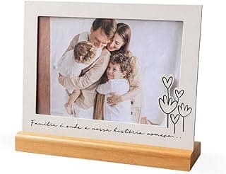 Porta Retrato 15X21cm Família é onde a nossa história começa, Moldura Decorativa em Metal e Madeira - GEGUTON
