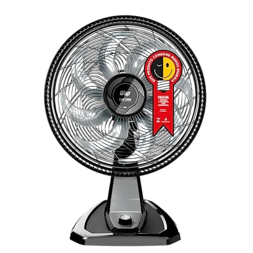 Ventilador de mesa e parede WAP FLOW TURBO 50 cm, 8 pás, 3 velocidades, tecnologia silenciosa, preto e prata