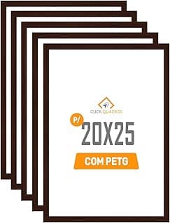 Kit 5 Moldura porta retrato 20x25 para fotografia imagem decoracao com protecao petg (Tabaco)