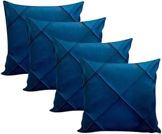 Kit 4 almofadas suede drapeadas 43x43cm azul marinho