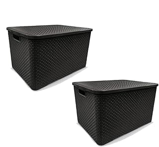 Kit 2 Caixas Organizadoras Rattan Preta 40 Litros Arqplast