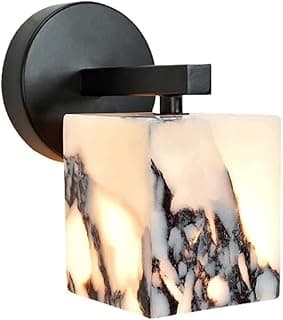 Arandela de parede moderna com cubo de mármore e base preta, iluminação LED G9