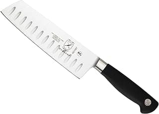 Faca de cozinha Mercer Culinary Nakiri de 7 polegadas com borda granton e cabo preto