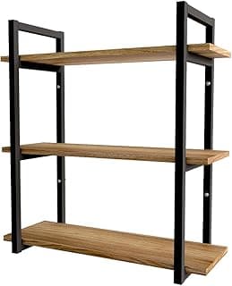 Prateleira industrial Suspensa 60x20 Multivisão kit-prat-ind-3p Nicho organizador de ambiente Cor:Mel