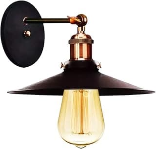 Arandela Industrial Vintage Retro Nórdica com Suporte de Metal Preto e Cobre