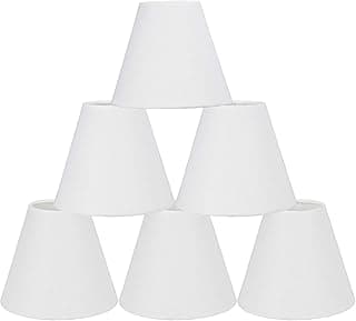 NICO Conjunto de 6 persianas de lustre com clipe branco off-white, persianas pequenas, 15 cm x 7 cm x A 12 cm, mini abajur de barril de linho, para lâmpada de vela e lâmpada pequena geral