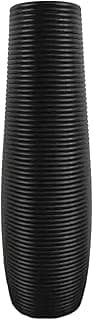 Vaso decorativo alto preto com relevo em espiral