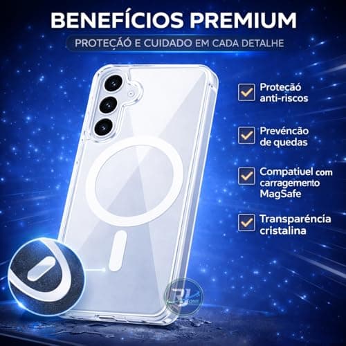 Capa transparente Galaxy S21 FE, proteção anti-riscos, prevenção de quedas e MagSafe.